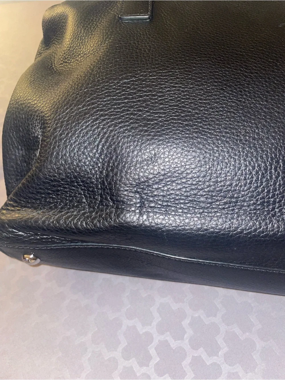Michael Kors Hamilton XL Weekender Black Pebbled Leather Duffel Silver Hardware